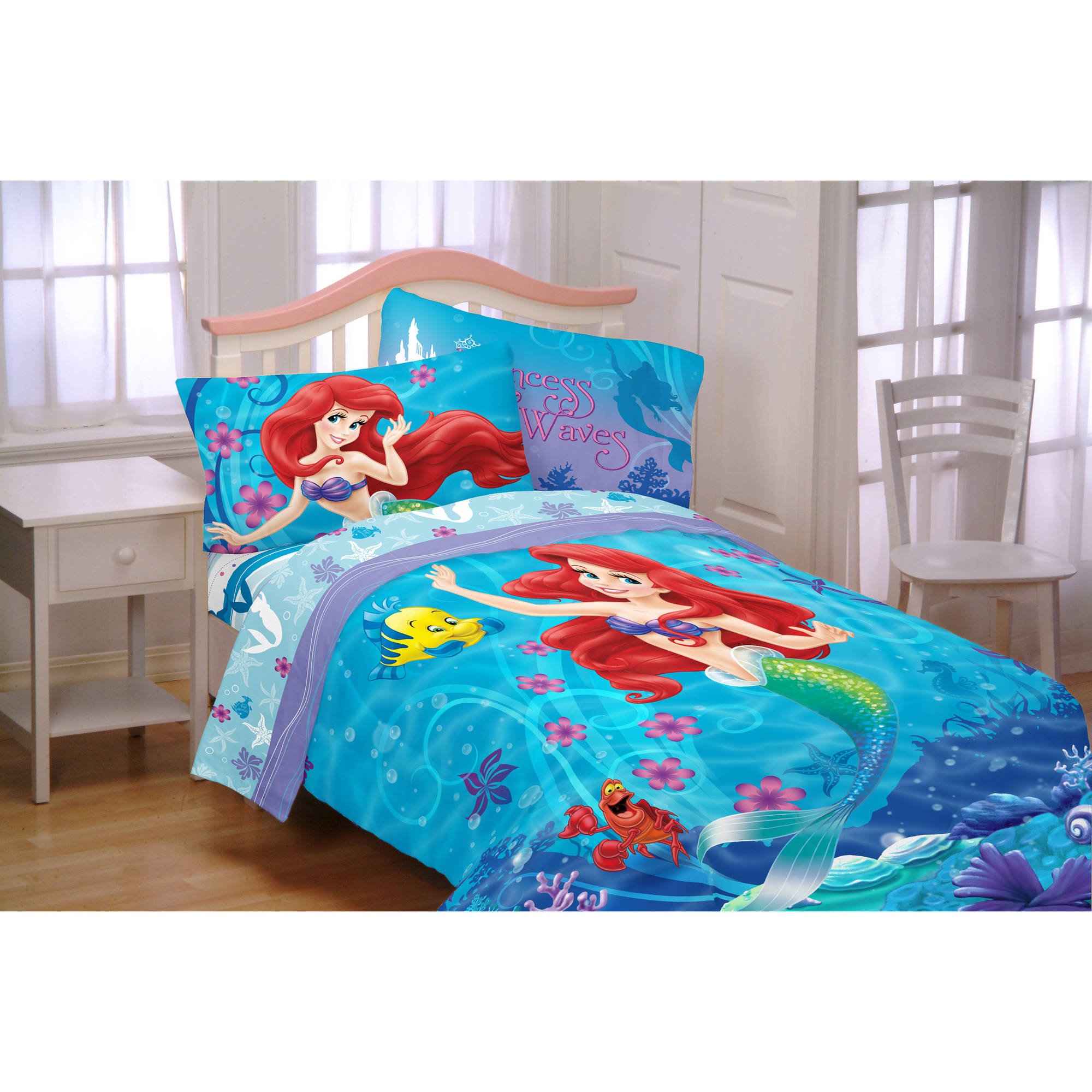 Disney Little Mermaid Ariel Girls Twin, Disney Cars Twin Size 4 Piece Bed In A Bag