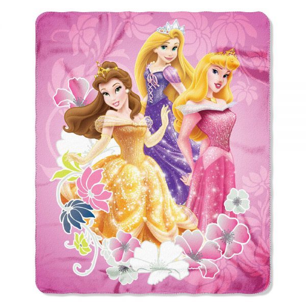 Disney Princess Shining Flowers Fleece Blanket 46" by 60" - Rapunzel and Belle