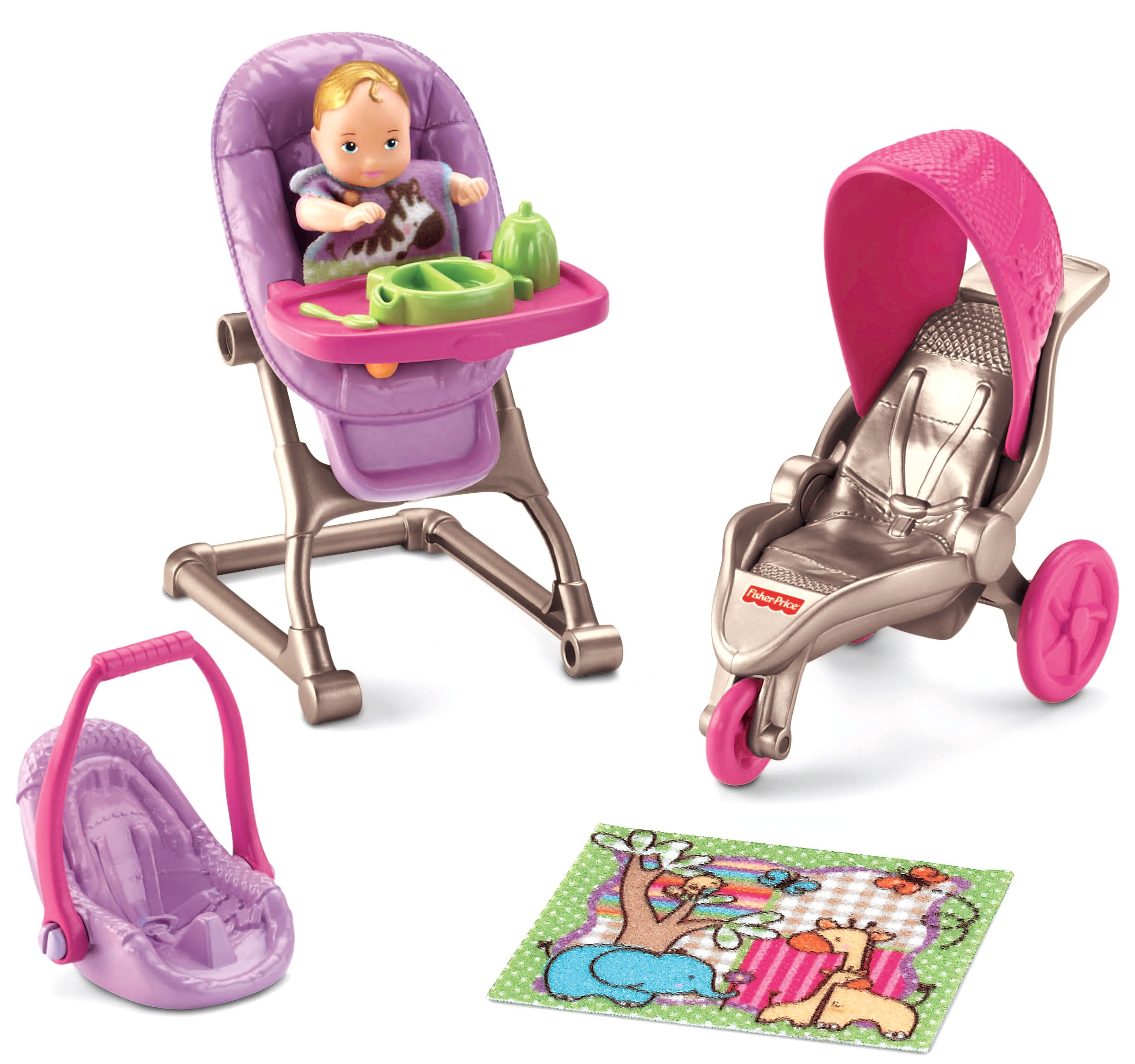 fisher price stroller and doll