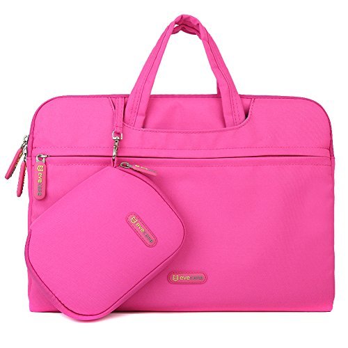 Laptop Briefcase Bag, Evecase 13-13.5 Inch Waterproof Soft Padded Tablet/Laptop Universal Sleeve Bag Carrying Case Briefcase with Handle with Pouch Case and Mouse Pad - Hot Pink